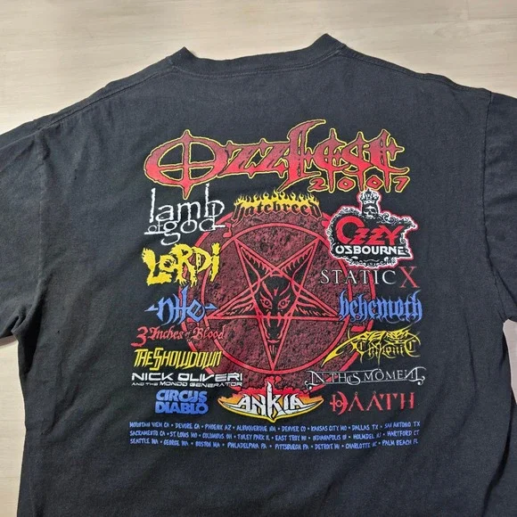 Ozzy Osbourne Ozzyfest 2007 Band Shirt Mens XL‎ Black Tour Concert Distressed